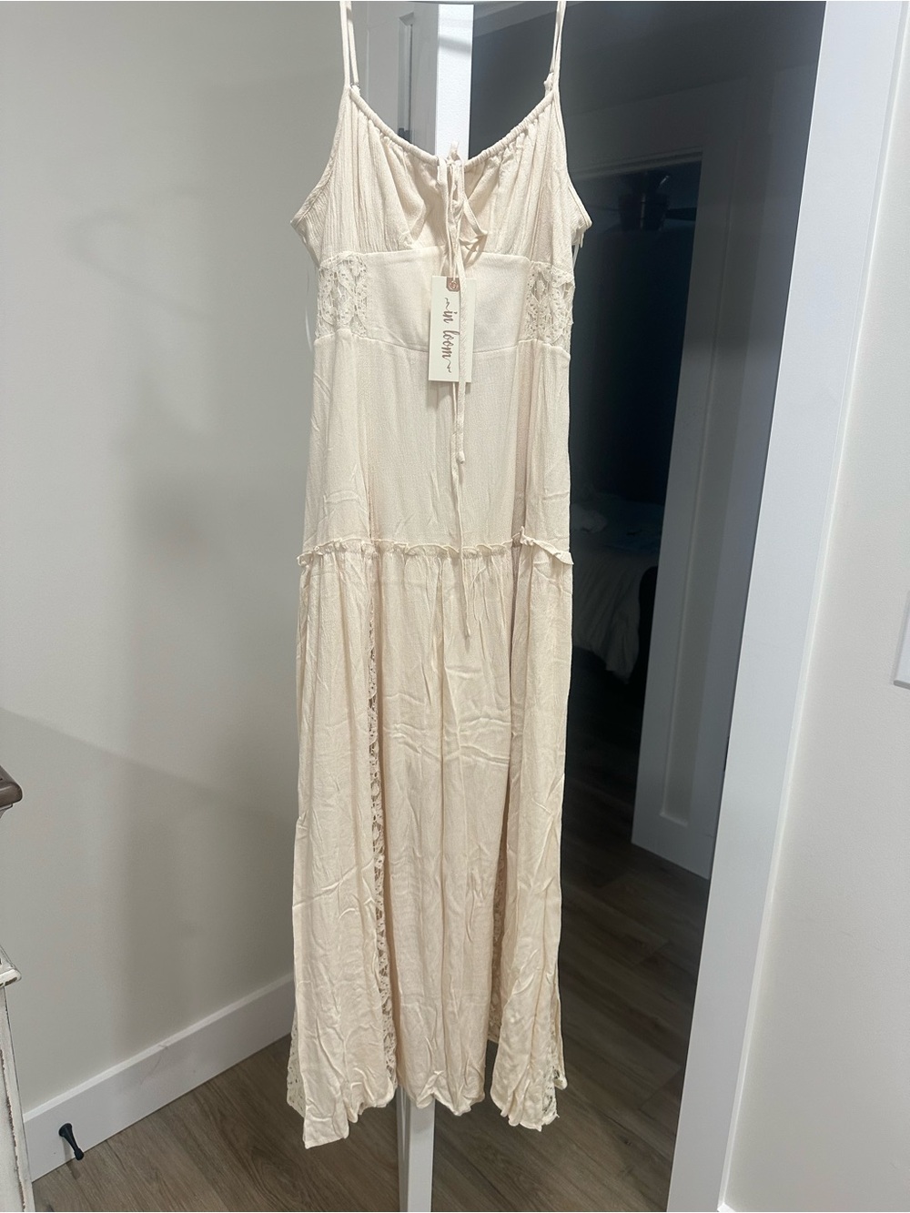 Boho Cream Lace-Trim Maxi Slip Dress from Wrenleigh Ann Boutique